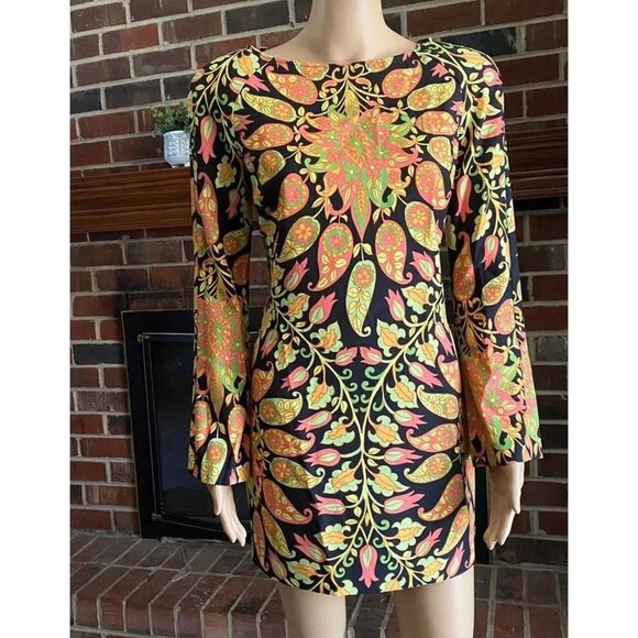 Womens size XS Bodycon Mini Dress Multicolor  print long sleeve,Stretch,Zara NEW - Picture 7 of 14